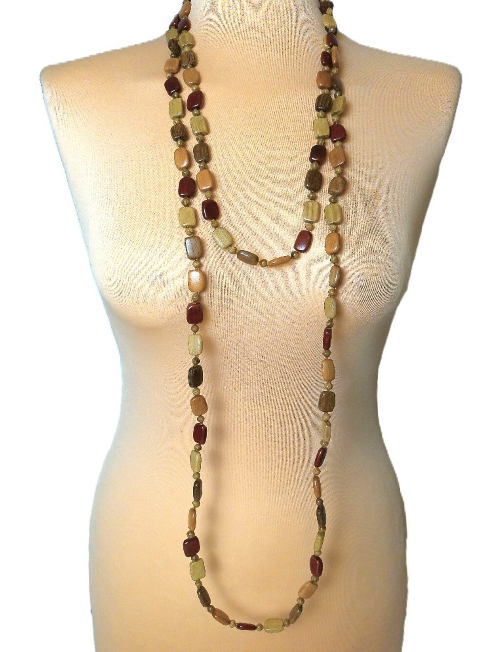Necklace Wooden Beaded 80" NEW Long Strand Hippie Summer Beach jewelry